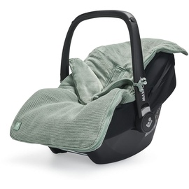 Jollein Fußsack Basic Knit Forest Green - Für Babyschale Kinderautositz Gruppe 0+ und Kinderwagen - Für 3-Punkt- und 5-Punkt-Gurt - Strickmuster und Fleece Futter - Grün