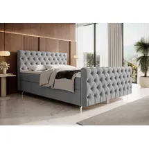 yourhouse24 Boxspringbett Chester Plus (Bonell-Matratze und Topperr), mit zwei Bettkästen (Farbe: Monolith 84, Größe: 160x200 cm) - Hellgrau