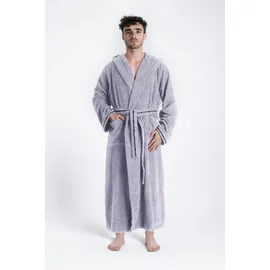 Bruno Banani Herrenbademantel BRUNO BANANI "Danny, Normallänge & Überlänge, auch in extra lang, Hotelbademantel" Gr. M, grau, L:145cm, Walkfrottee, Hausmäntel, mit Logostreifen, Herren Bademantel aus 100% Baumwolle, S-4XL