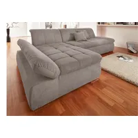 DOMO collection Ecksofa NMoric XXL, B/T/H: 300/172/80cm, Revamierenabschluss L-Form, wahlweise mit Bettfunktion und Armlehnverstel,lung braun