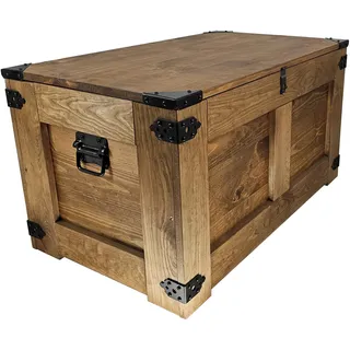 CREATIVE COOPER holzbox, schatztruhe, aufbewahrungsbox, tisch, rustikal truhentisch, couchtisch, spielzeugkiste, 77x49x45 cm, Handarbeit holztruhe, Eco Holzöl Braun...