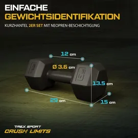 trex sport Kurzhanteln Set 2er Set 12 kg schwarz