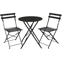 Svita BERLIN Bistro-Set Metall Sitzgruppe Balkon klappbar Tisch Stühle Schwarz