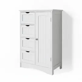 Vicco Bianco Badschrank 55 x 81 cm Weiß MDF/Metall/Massivholz