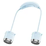 Tragbarer Nackenventilator - Blattloses Modell - USB-aufladbar - Biegbar - Stufenlos regelbar - Leise - 800 mAh Akku - Blau - Blau