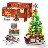 Puzzle Adventskalender 2025 Kinder,Weihnachtsbaum Klemmbausteine Set mit USB Licht,24 Tage Weihnachts Countdown-Kalender,für Zuhause, Kinder Erwachsene Jungen Mädchen ab 8+ Jahren