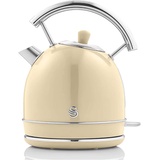 Swan Retro Elektrisch Wasserkocher 1,8L Vintage Abschaltautomatik Kabellos, Edelstahl, 3000 W, Creme