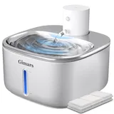 Gimars Katzenbrunnen Kabellos Edelstahl 3.2L Super Leise Trinkbrunnen für Katze Brunnen Katzenbrunnen mit Bewegungsmelder -5000mAh Akku Trinkbrunnen Wasserspender für Hunde Drahtlos mit 2 Filter
