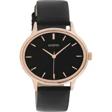 Oozoo Damen Uhr C11054 Schwarz Rose Lederband 42 mm - Schwarz