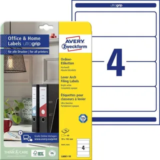 Avery Zweckform L6061-10 59 x 192 mm Papier weiß Permanent haftend 40 Stück
