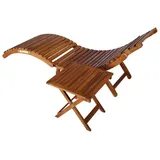 vidaXL Sonnenliege mit Tisch und Auflage Massivholz Akazie