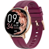 Smartwatch Damen Rund, 1.39" HD Fitnessuhr mit Telefonfunktion, 120+Sportmodi Herzfrequenz Schlafmonitor SpO2 Uhr Damen, IP68 Wasserdicht Schrittzähler Wecker Fitness Tracker für iOS Android Gold Lila