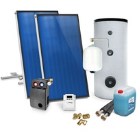 Solaranlage Warmwasser Solarpaket 2 Kollektoren Speicher Flexrohr komplett NEU