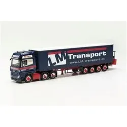 HERPA 316330 1:87 Mercedes-Benz Actros Bigspace Gardinenplanen-Sattelzug mit Heckstapler 