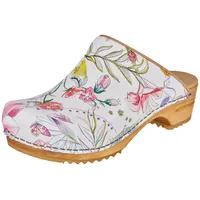 Sanita Orchid Clog | Original handgemacht | Leder-Holzclogs für Damen | Anatomisch geformtes Fußbett mit weichem Schaum | Weiß 42 EU - 42 EU