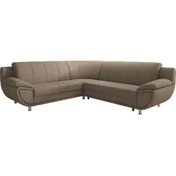 Ecksofa TRENDMANUFAKTUR "Rondo II, L-Form", braun (tan), B:267cm H:85cm T:247cm, Struktur (100% Polyester), Sofas, wahlweise mit Federkern, wahlweise mit Bettfunktion