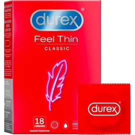 DUREX Feel Thin Classic Kondome – Hauchzartes Kondom für intensives Empfinden und innige Zweisamkeit 18 St.