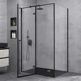 SoGood doporro Duschkabine Duschabtrennung 90x120x195cm Eckdusche schwarz ESG-Sicherheitsglas Klarglas inkl. beidseitiger Easy-Clean-Beschichtung Ravenna64