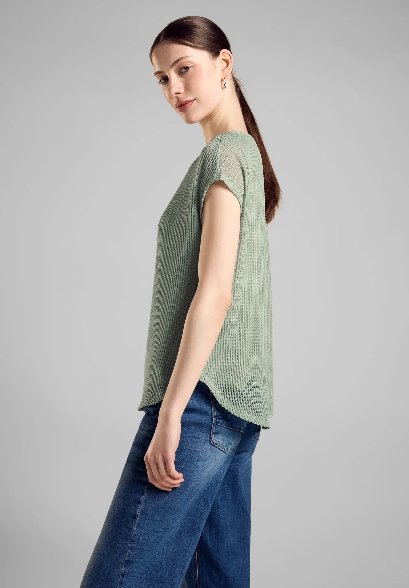 2-in-1-Shirt, mit Mesh Struktur Oberstoff, Gr. 40, soft moss green, , 95904617-40