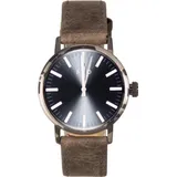 NEO watch Armbanduhr Damen Edelstahl Lederband Grau Schwarz N6-016 - Braun/Grau/Schwarz