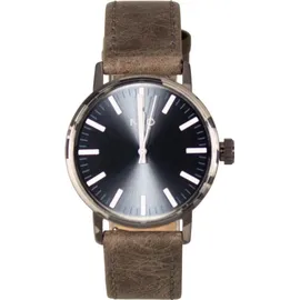 NEO watch Armbanduhr Damen Edelstahl Lederband Grau Schwarz N6-016 - Braun/Grau/Schwarz