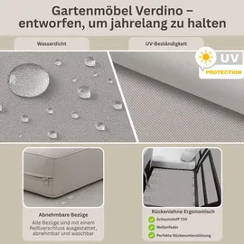 beautysofa VERDINO Garten-Lounge-Set 3-Sitzer Sofa + Sessel + Sessel beige/grau