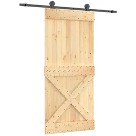 vidaXL Schiebetür rechts 95 x 210 cm Natürlich/Schwarz