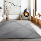 Carpetsale24 Waschbarer Teppich Kurzflor 160x230 cm Grau Modern Einfarbig Weich rutschfest Pflegeleicht Maschinenwaschbar für Wohnzimmer Schlafzimmer Esszimmer