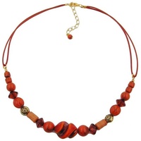 Gallay Perlenkette Kunststoffperlen Schraubenperle rot-rostbraun mit Kordel 45cm (1-tlg) rot