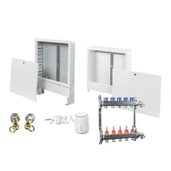 Fußbodenheizung Edelstahl Heizkreisverteiler Verteilerschrank Stellantrieb SET