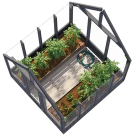 Palmako Emilia Gewächshaus lackiert Dunkelgrau ESG 4 mm 5,4 m2