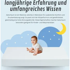 Arensberger Kindermatratze Babymatratze NORA 70x140cm Bezug waschbar abnehmbar punktelastischer Gelschaum Jugendmatratze, allergikerfreundlich Premium Bezug