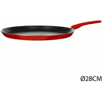 SECRET DE GOURMET Pfannkuchenpfanne, Aluminium, emailliert, rot, 28 cm