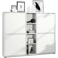 Vladon Highboard, Weiß, 130.5x105.5x35.5 cm, Wohnzimmer, Kommoden & Sideboards,