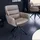 Riess-Ambiente Stuhl BIG GEORGE taupe Echtleder Microfaser mit Armlehne Retro Drehbarer Design