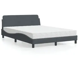 Bett mit Matratze – Dunkelgrau, 140x200 cm, Samt – Luxuriöser Komfort für erholsamen Schlaf