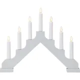 Star Trading Fensterleuchter Ada von Star Trading, Kerzenständer mit 7 Glühbirnen E10 warmweiß, Weihnachtsdeko aus Holz in Grau, Kabelschalter, Länge: 37,5 cm