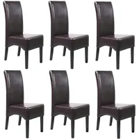 Mendler 6er-Set Esszimmerstuhl Küchenstuhl Stuhl Latina, LEDER ~ braun,