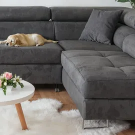 sofiland Ecksofa U-Form 345x202 cm Grau links mit Schlaffunktion & Bettkästen - Aller U XXL - Grau