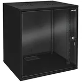 HMF 65712-02 Serverschrank 19 Zoll 12 HE 275 mm Einbautiefe Glastür Schwarz