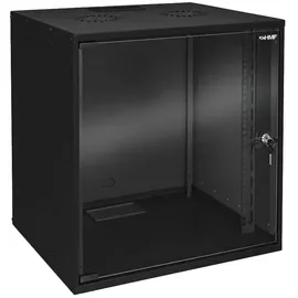 HMF 65712-02 Serverschrank 19 Zoll 12 HE 275 mm Einbautiefe Glastür Schwarz