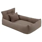 Juelle Orthopädisches Hundebett Kunstleder Hundesofa mit Orthopädischer Matratze für Große Hunde Abnehmbarer Bezug, Maschinenwaschbar, Hugo L-XXL (100x80 cm, Brüder Beige)