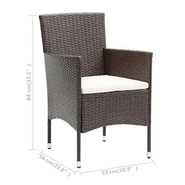 vidaXL Polyrattan Essstühle 53 x 58 x 84 cm braun 4 St.