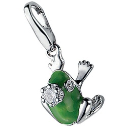 Giorgio Martello Milano Charm Frosch mit Krone und Zirkonia, Silber 925 Onesize Grün Damen 