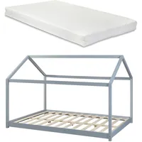 [en.casa] Kinderbett Cerro Hausbett 120 x 200 cm grau grau