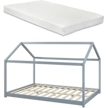 [en.casa] Kinderbett Cerro Hausbett 120 x 200 cm grau grau