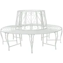 vidaXL Baumbank Ø 160 x 89 cm Antik Weiß