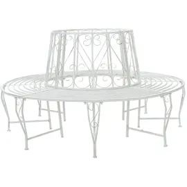 vidaXL Baumbank Ø 160 x 89 cm Antik Weiß