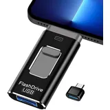 USB Stick für i-Phone, 4-in-1 Speicherstick für iOS/Android/Pad/Laptop/PC, USB Stick für Handy, Kopieren Daten/Bilder/Filme Mit Einem klick (SCHWARZ - 256GB)