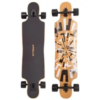Apollo Longboard Soul Bamboo, Flex 1, 40inch Twin-Tip Drop-Through Freeride Cruiser Board